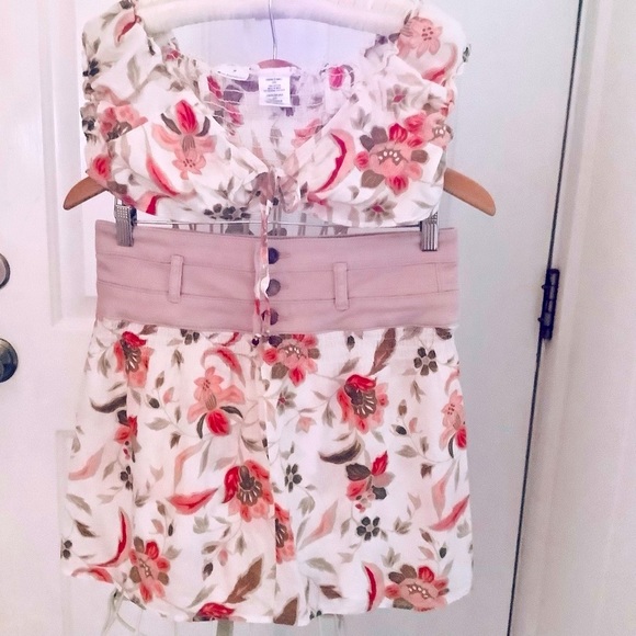 Top & skirt set cream & mauve floral 
Refashioned   size M. - Picture 7 of 7